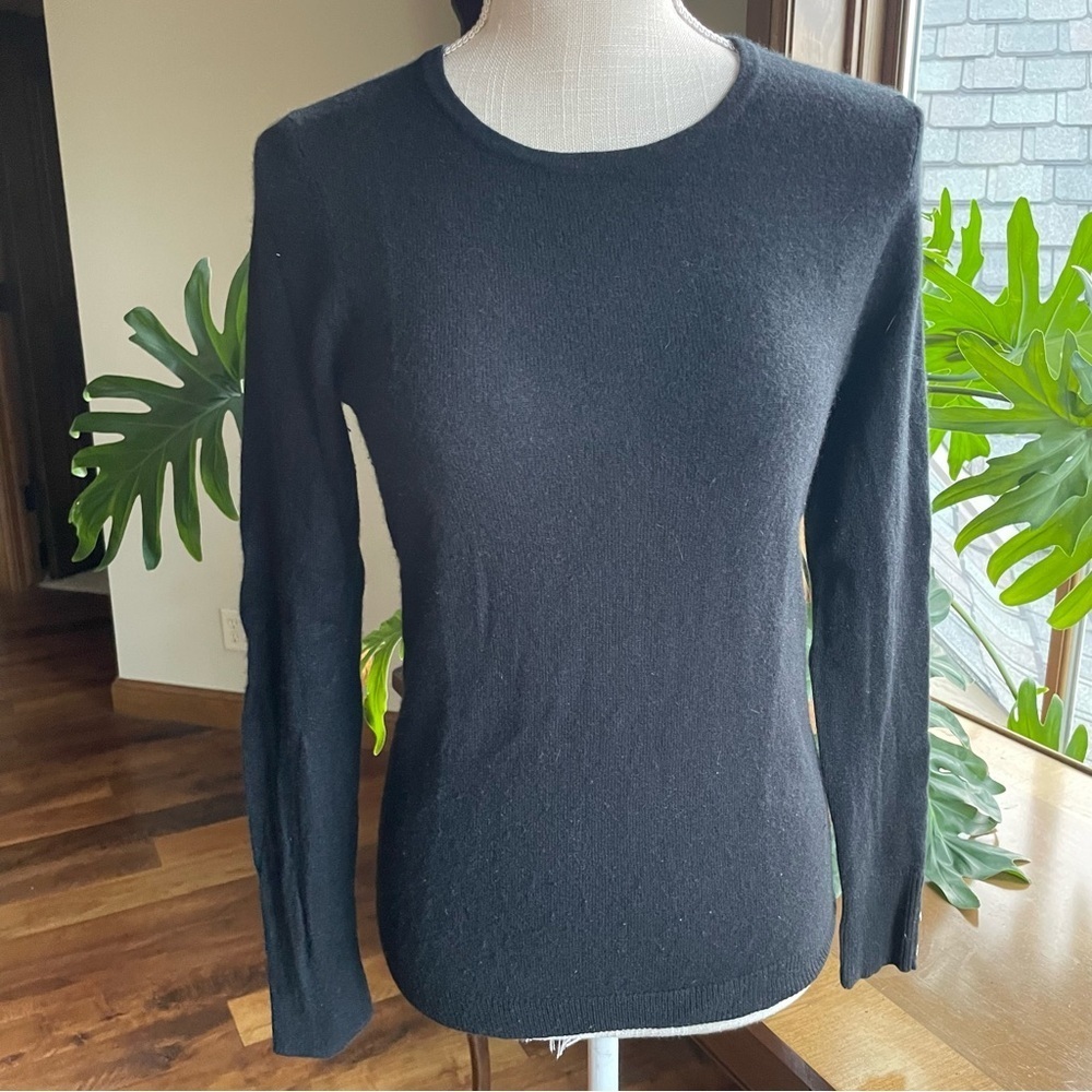 Talbots Black Long Sleeve 100% Pure Cashmere Crewneck Sweater Size Small